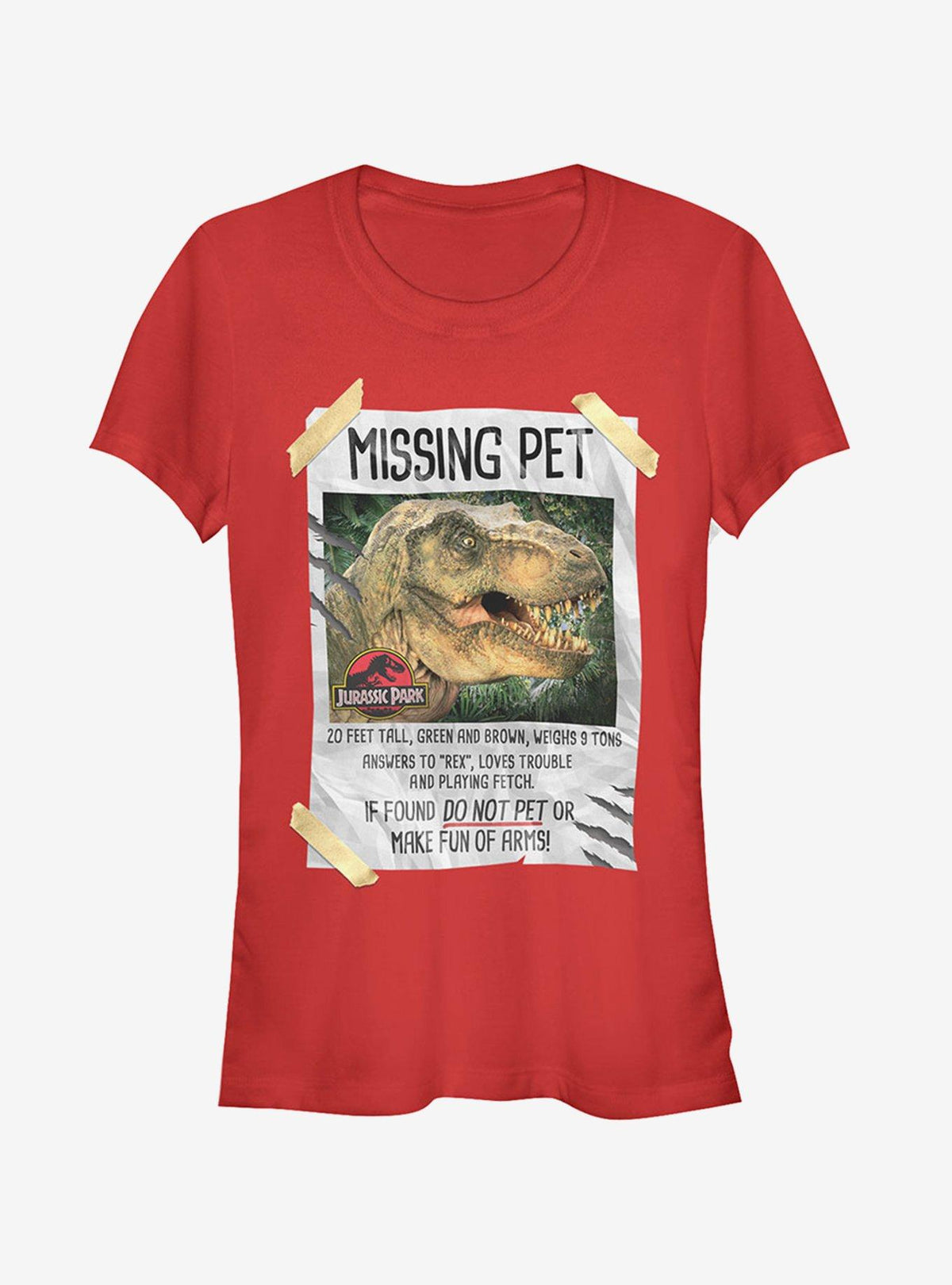Jurassic Park T Rex Missing Pet Girls T Shirt T Shirt Streetwear Style Daily Wear