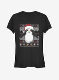 space adventure Santa Porg Ugly Christmas Girls T-Shirt