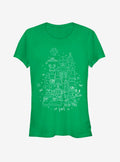 space adventure Dark Side Line Art Christmas Girls T-Shirt