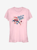 web hero Deck The Walls Christmas Girls T-Shirt