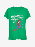 web hero Swinging Spidey Christmas Girls T-Shirt
