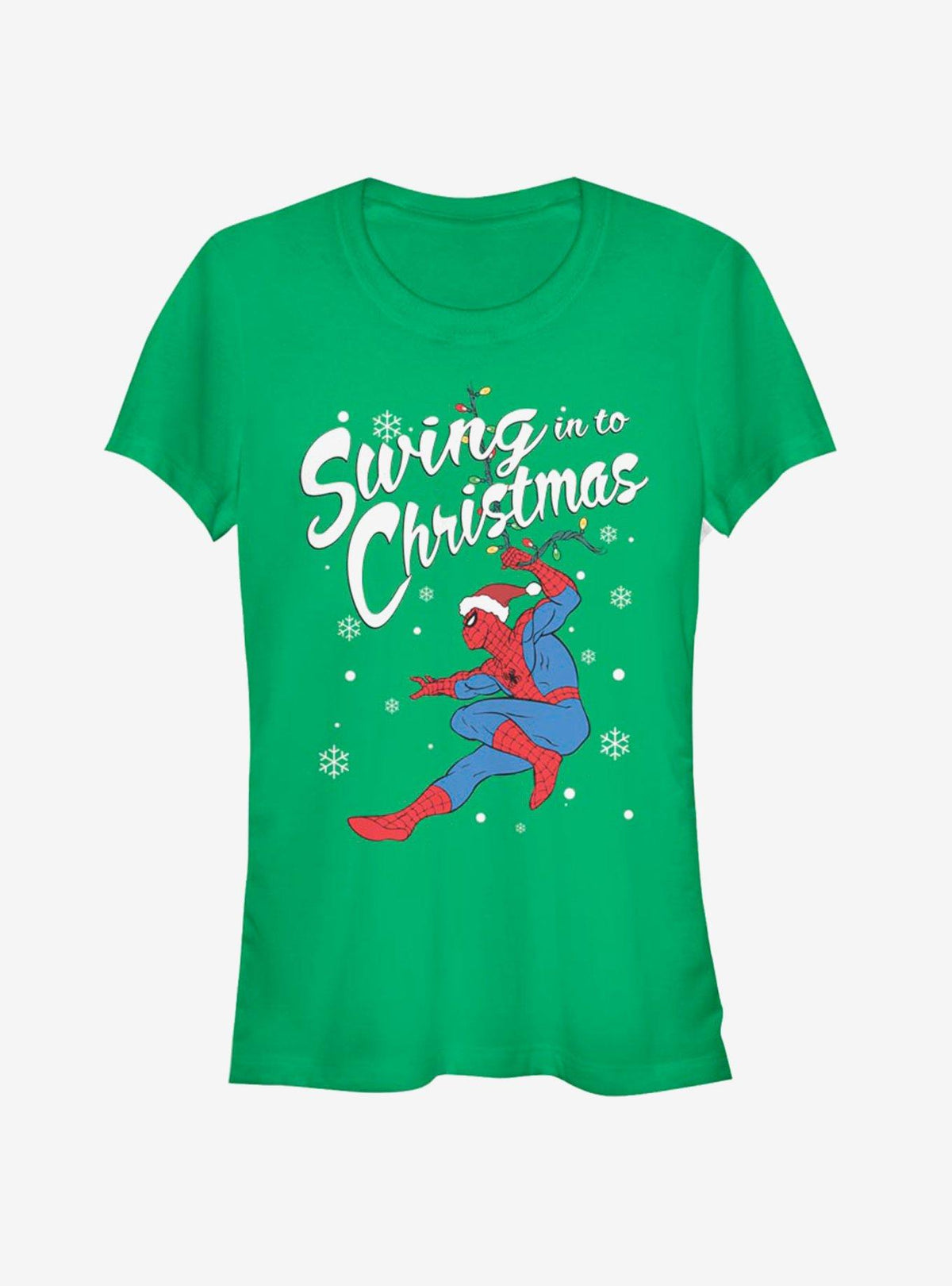 web hero Swinging Spidey Christmas Girls T-Shirt
