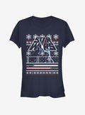 space adventure Vader Luke Face Off Ugly Christmas Girls T-Shirt