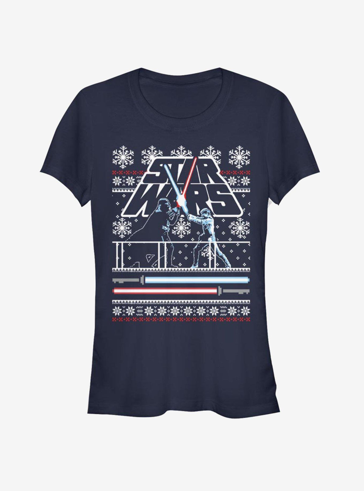 space adventure Vader Luke Face Off Ugly Christmas Girls T-Shirt