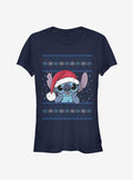 island alien duo Christmas Santa cute blue alien Girls T-Shirt