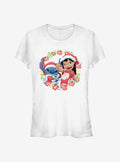 island alien duo Christmas Hawaiian Floral Wreath Girls T-Shirt 2
