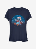 island alien duo Christmas Snowing cute blue alien Girls T-Shirt 2