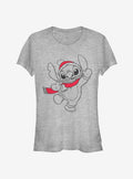island alien duo Christmas cute blue alien Outline Girls T-Shirt