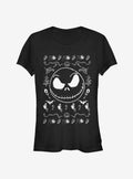 spooky holiday Jack Face Spooky Outline Girls T-Shirt