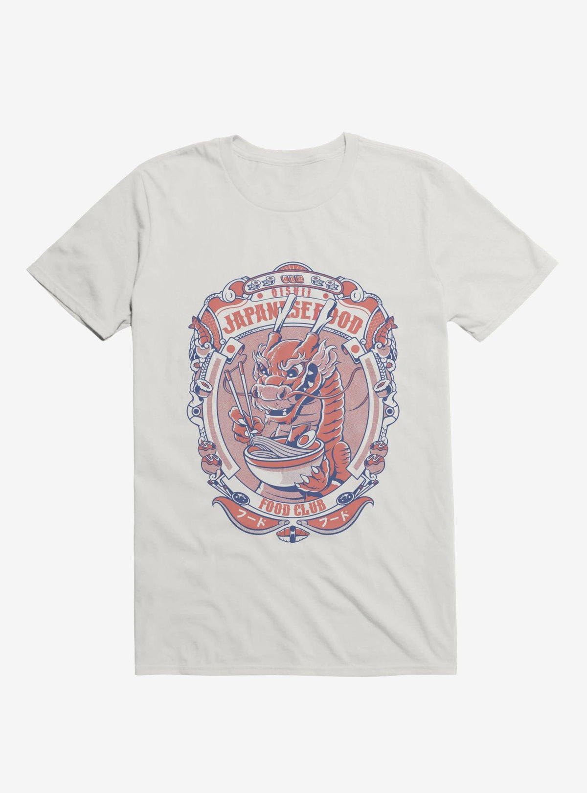 Dragon Emblem Japanese Food Club White T Shirt T Shirt Premium Print Gift Ready