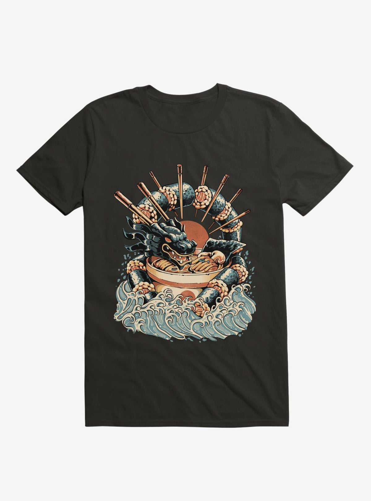 Dragon Sushi Ramen Ocean Black T Shirt T Shirt Trending US Best Seller Look