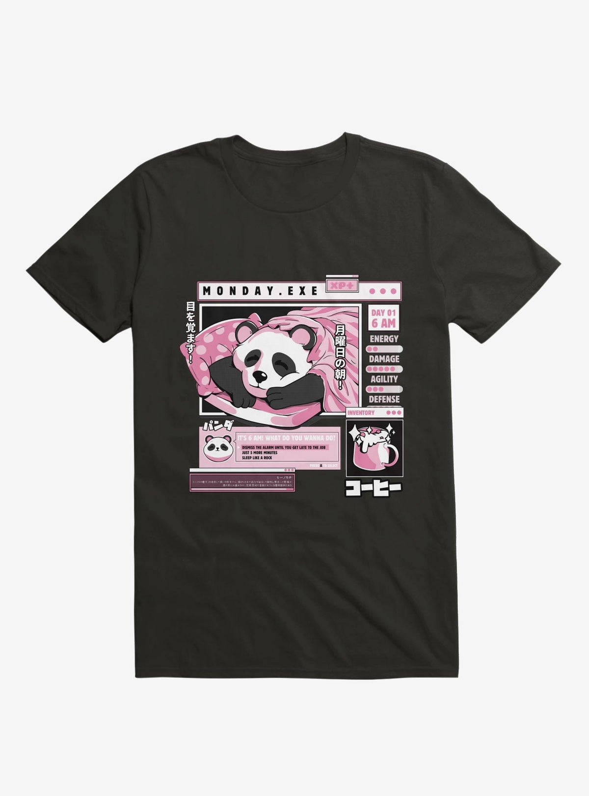 Monday Exe Sleeping Panda Black T Shirt T Shirt Comfort Fit Best Seller Look
