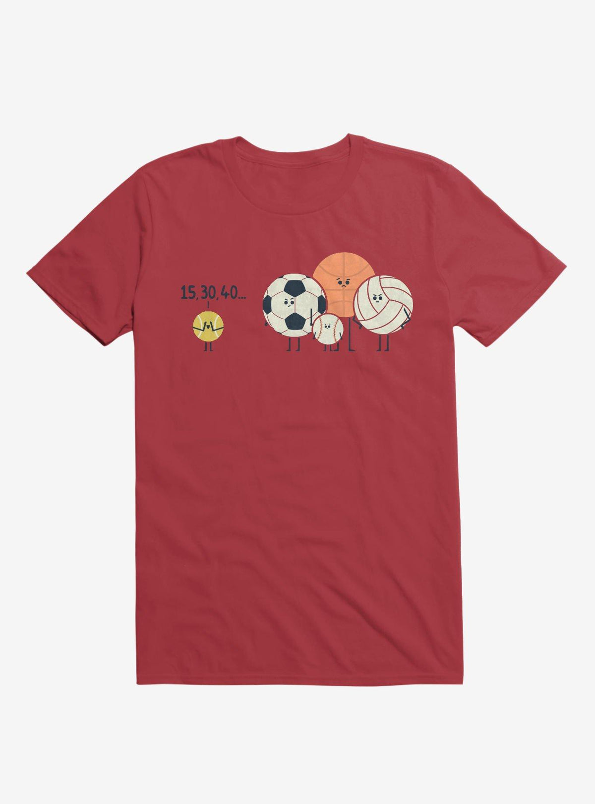 Sports Balls Playing Hide And Seek Red T Shirt T Shirt Streetwear Style Daily Wear