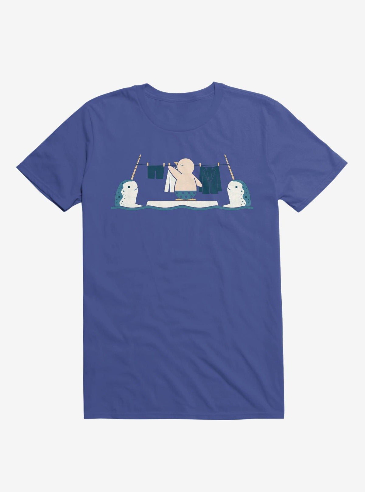 Penguin With Narwhals Laundry Day Royal Blue T Shirt T Shirt Streetwear Style Daily Wear