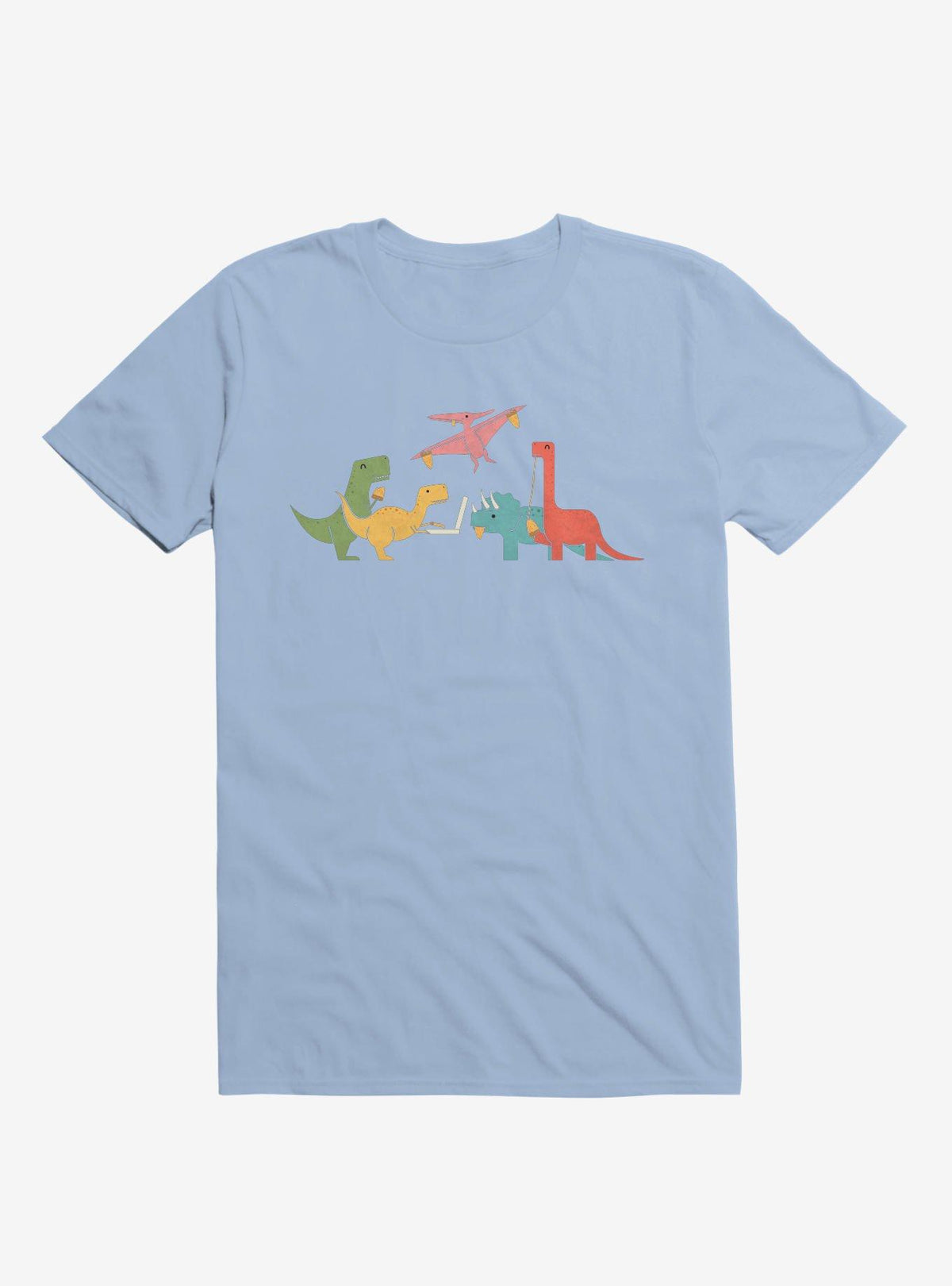 Dinos Eating Pizza Light Blue T Shirt T Shirt Streetwear Style Humor Gift