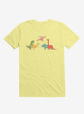 Dinos Eating Pizza Corn Silk Yellow T Shirt T Shirt Streetwear Style Best Seller Look