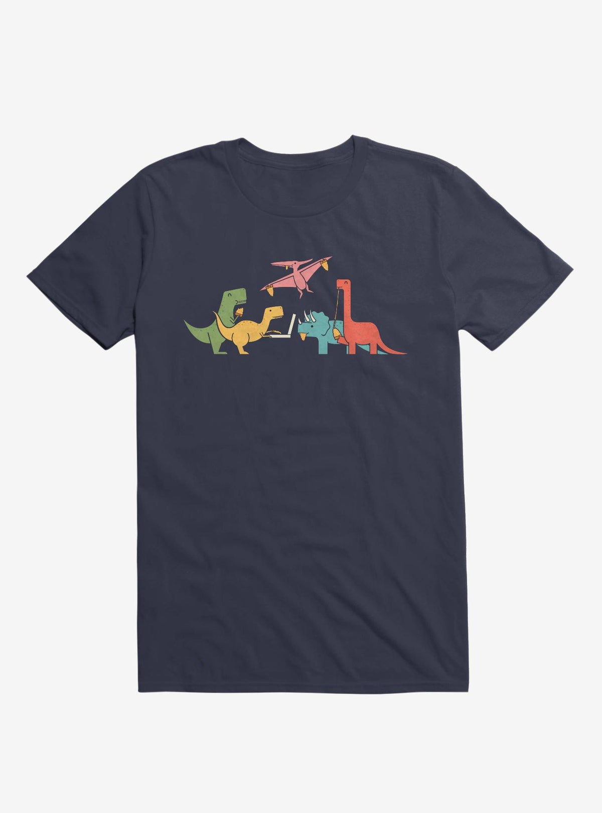 Dinos Eating Pizza Navy Blue T Shirt T Shirt Viral TikTok Gift Ready