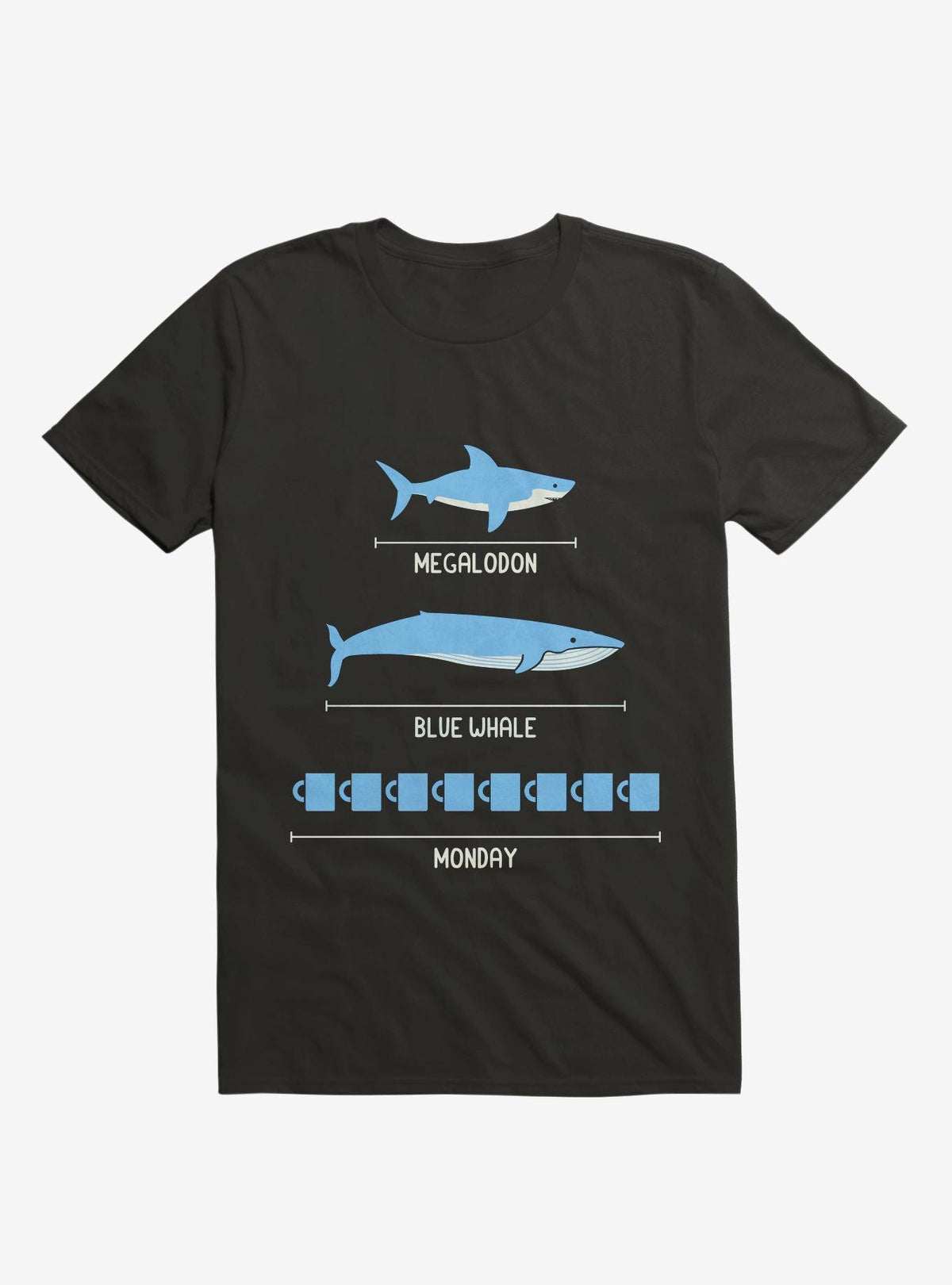 The Longest Things Megalodon Blue Whale Monday Black T Shirt T Shirt Trending US Gift Ready