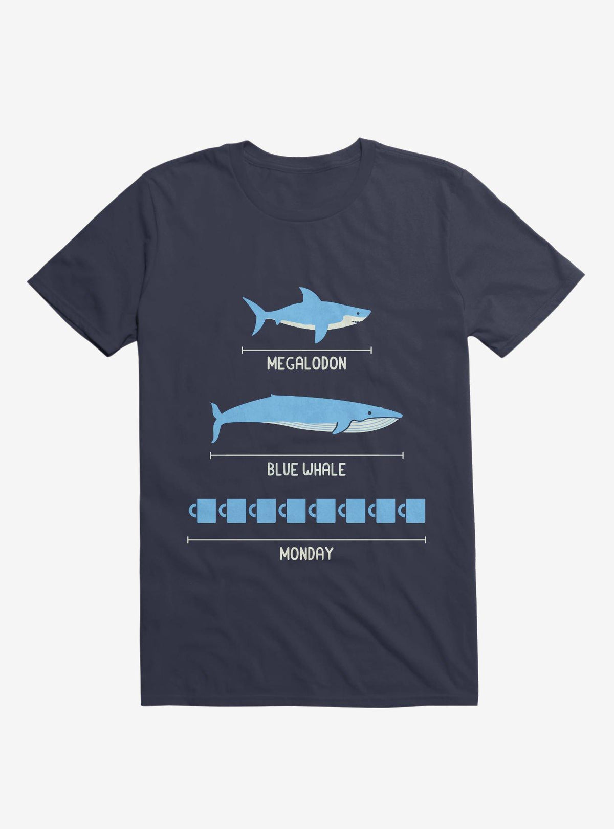 The Longest Things Megalodon Blue Whale Monday Navy Blue T Shirt T Shirt Trending US Humor Gift