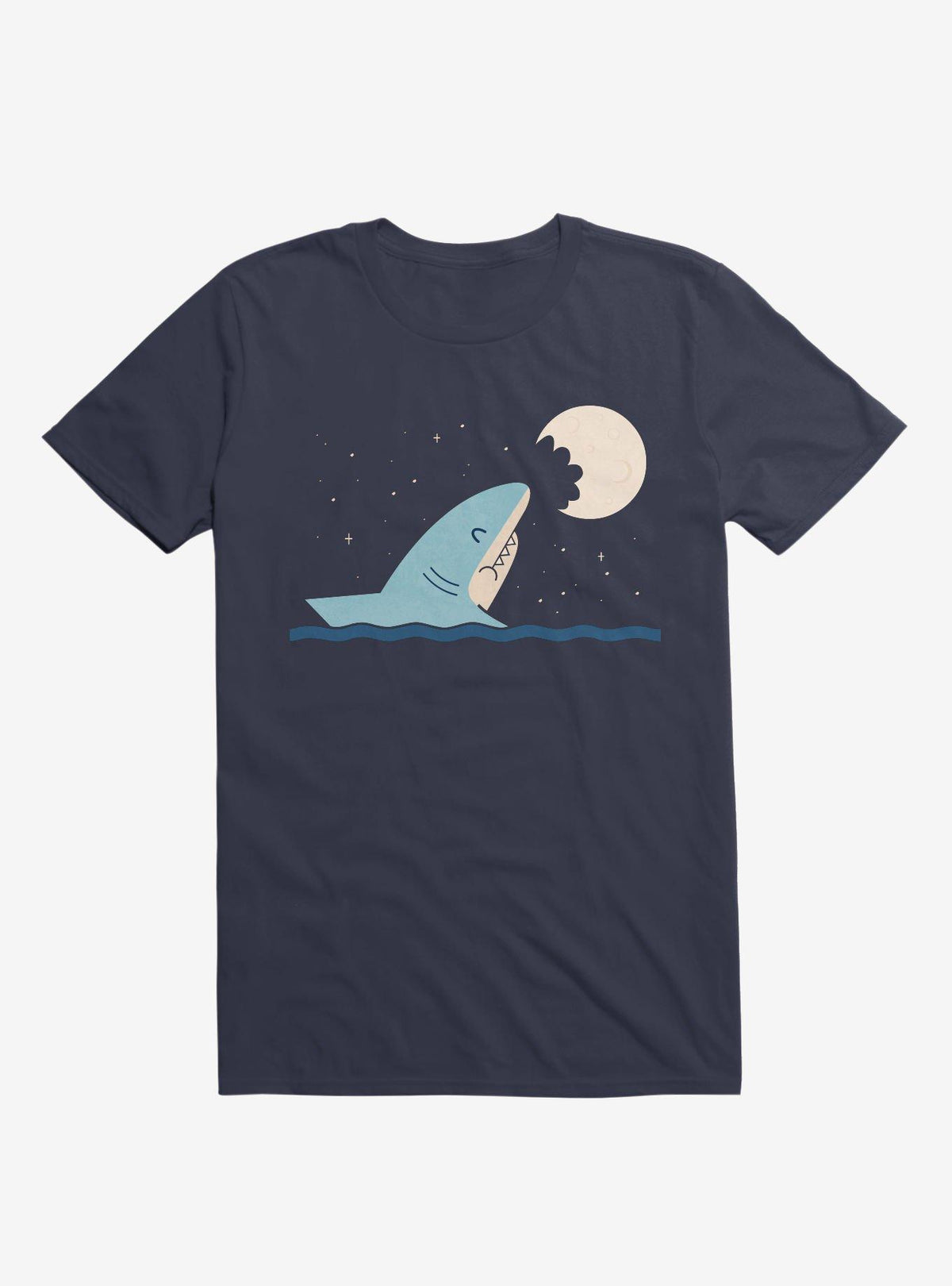 Shark Moon Bite Navy Blue T Shirt T Shirt Streetwear Style Humor Gift