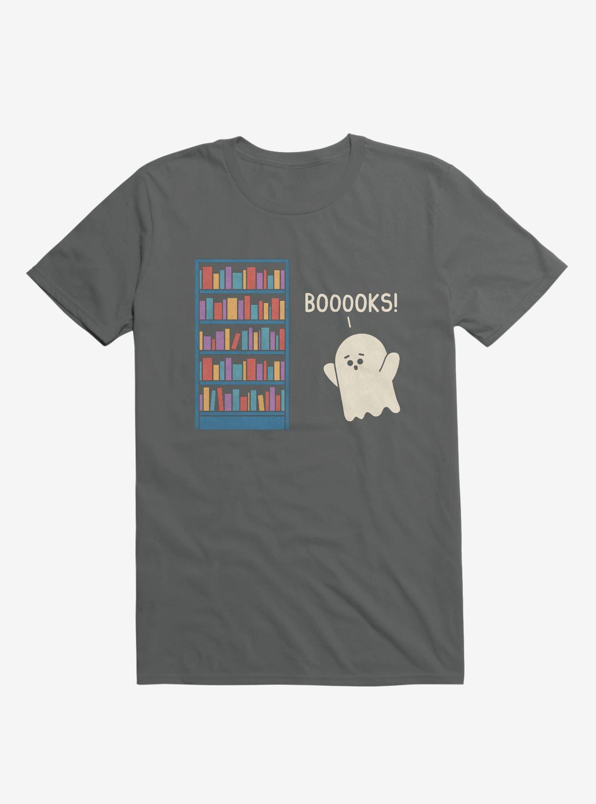 Booooks Ghost Book Library Lover Charcoal Grey T Shirt T Shirt Comfort Fit Gift Ready