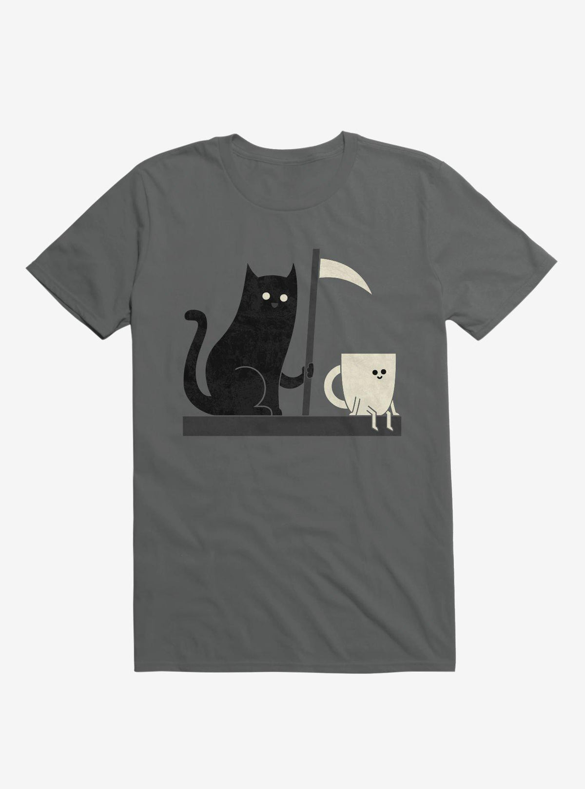 Impending Doom Cat Vs Cup Charcoal Grey T Shirt T Shirt Premium Print Daily Wear