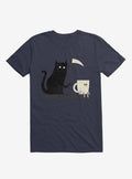 Impending Doom Cat Vs Cup Navy Blue T Shirt T Shirt Streetwear Style Humor Gift