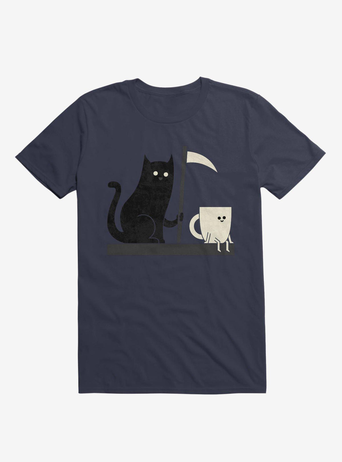 Impending Doom Cat Vs Cup Navy Blue T Shirt T Shirt Streetwear Style Humor Gift
