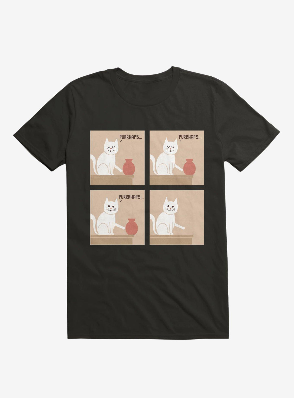 Purrhaps Mischievous Cat Black T Shirt T Shirt Streetwear Style Best Seller Look