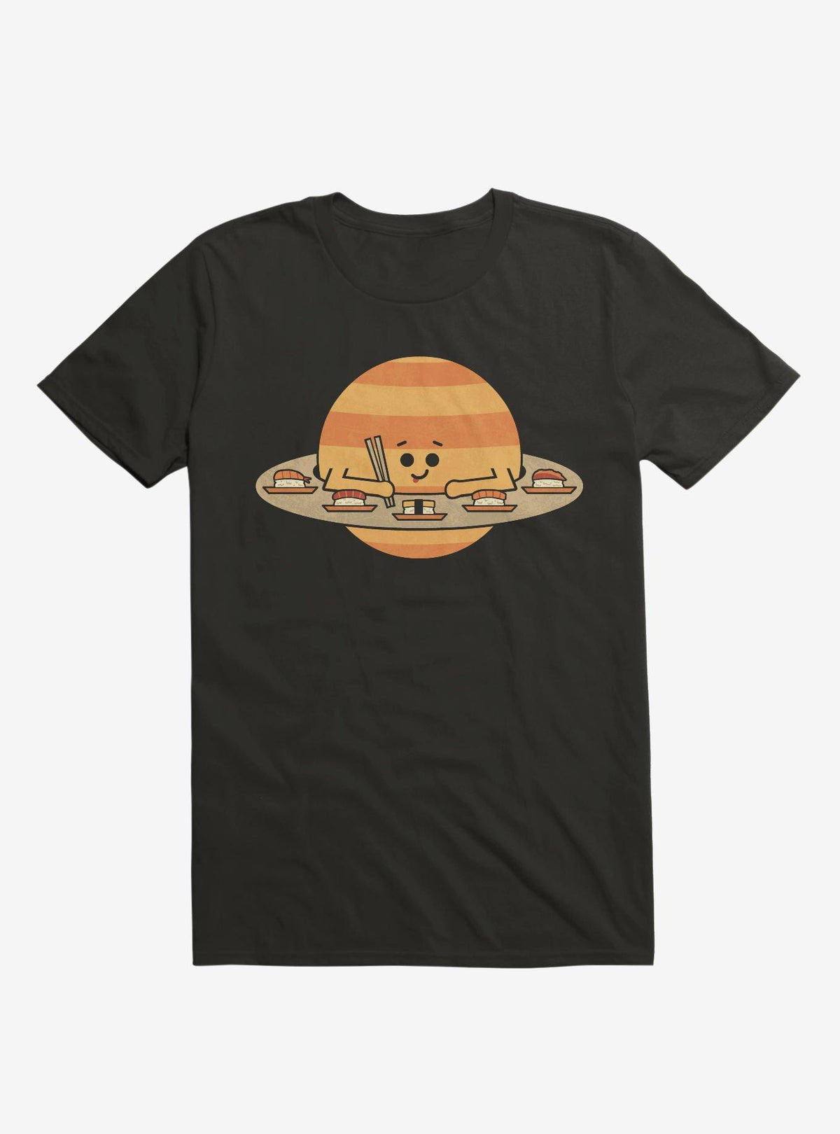 Saturn Eating Sushi Black T Shirt T Shirt Streetwear Style Daily Wear
