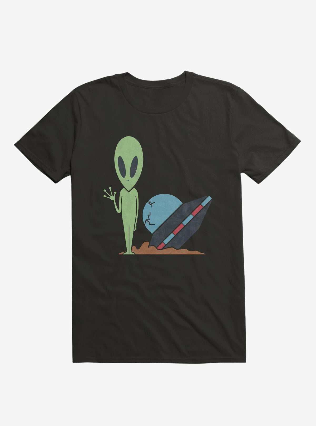 Alien UFO Crash Black T Shirt T Shirt Viral TikTok Best Seller Look