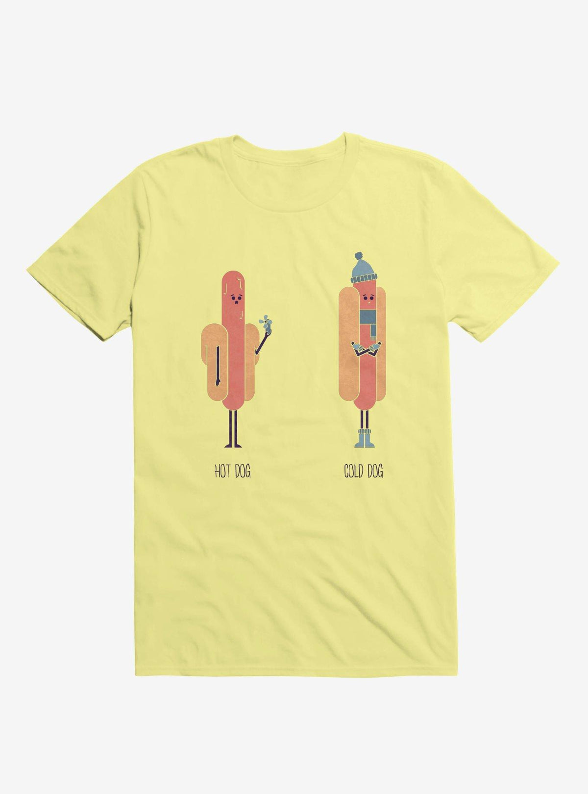 Opposites Hot Dog Cold Dog Corn Silk Yellow T Shirt T Shirt High Search Demand Humor Gift