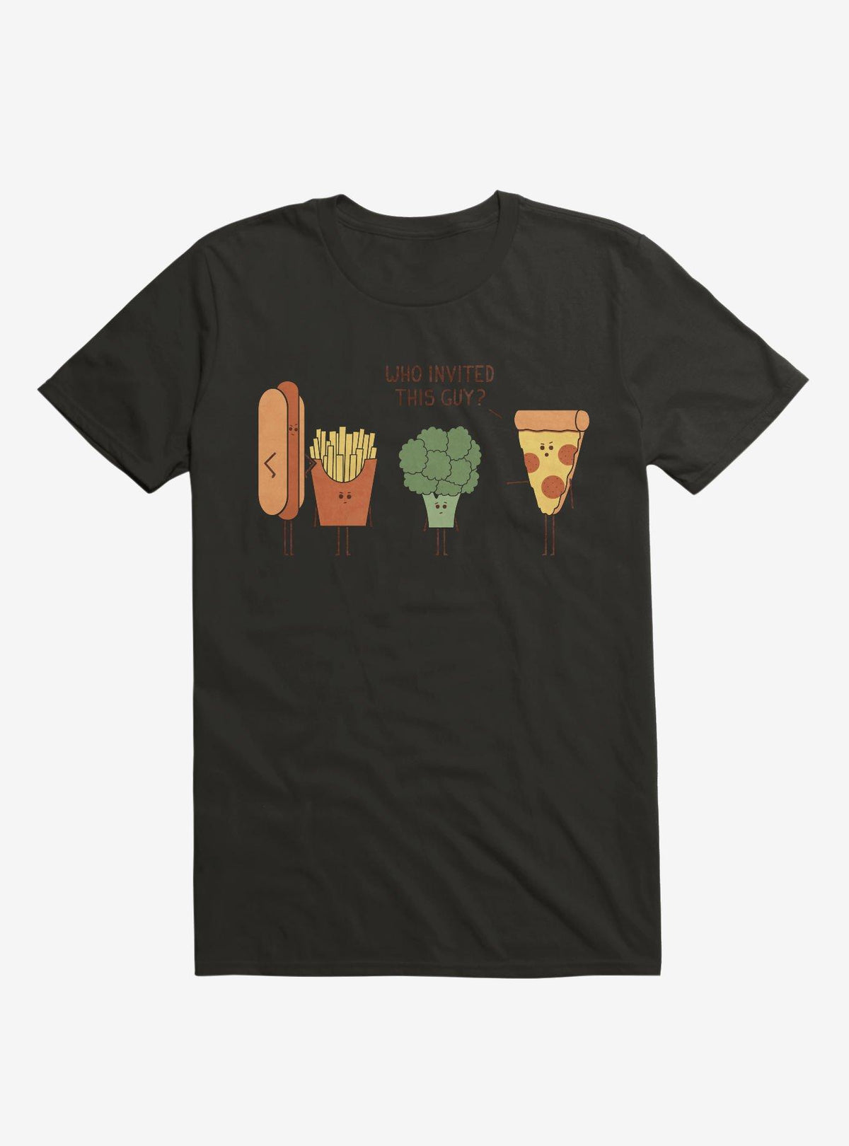 Broccoli Junk Food Party Crasher Black T Shirt T Shirt Premium Print Daily Wear