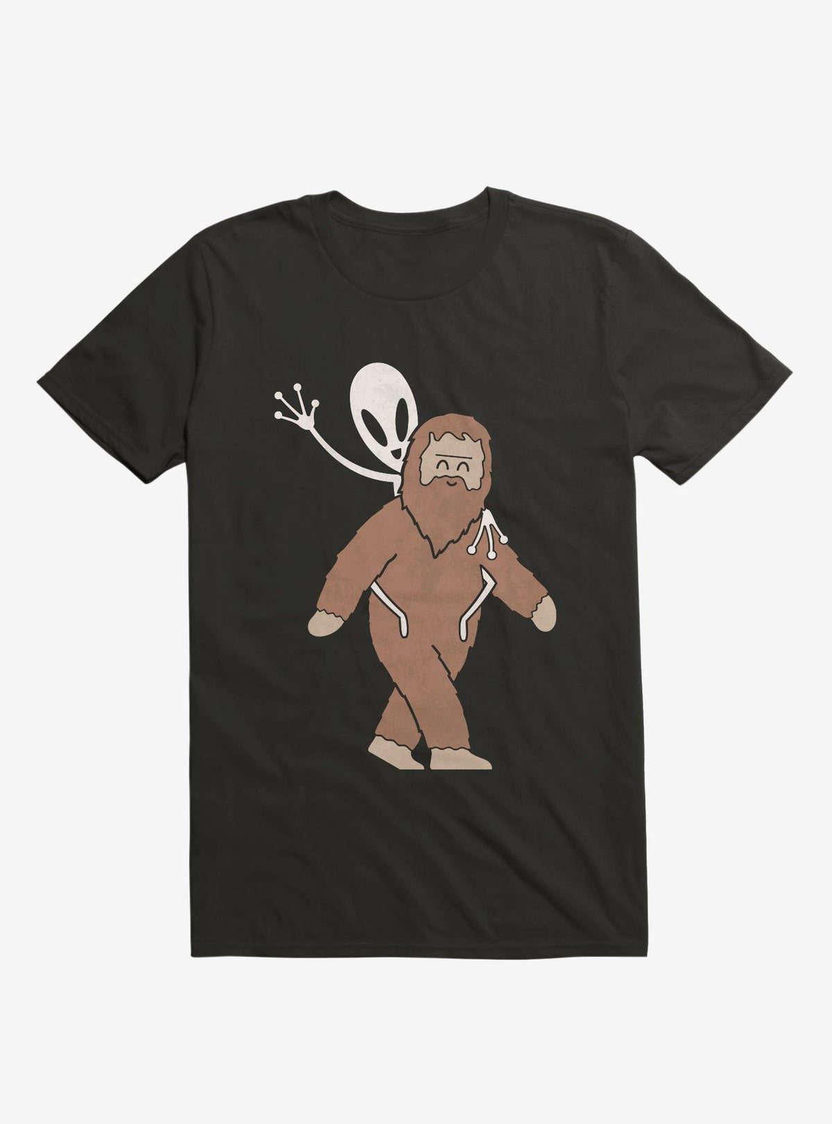 Alien And Sasquatch Piggyback Black T Shirt T Shirt Premium Print Daily Wear