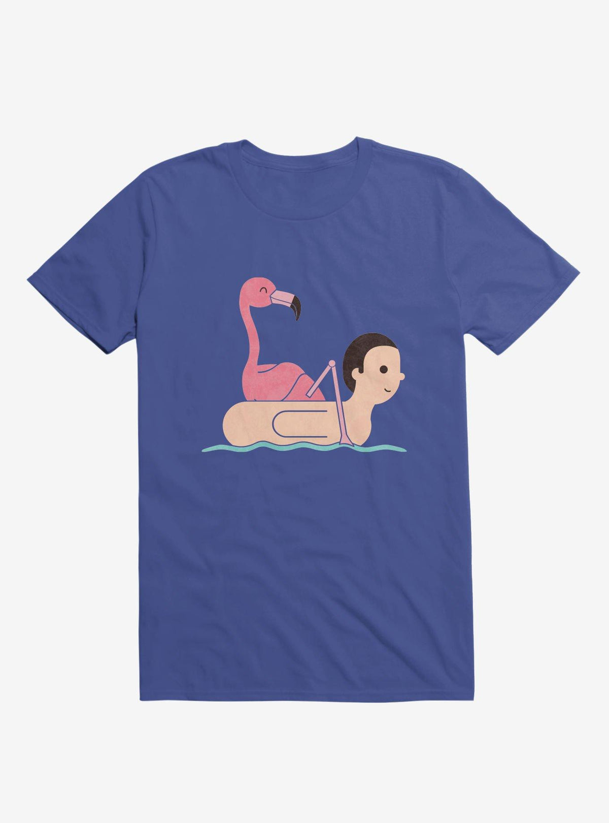 Flamingo On Human Floatie Royal Blue T Shirt T Shirt Streetwear Style Gift Ready