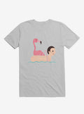 Flamingo On Human Floatie Ice Grey T Shirt T Shirt Streetwear Style Gift Ready
