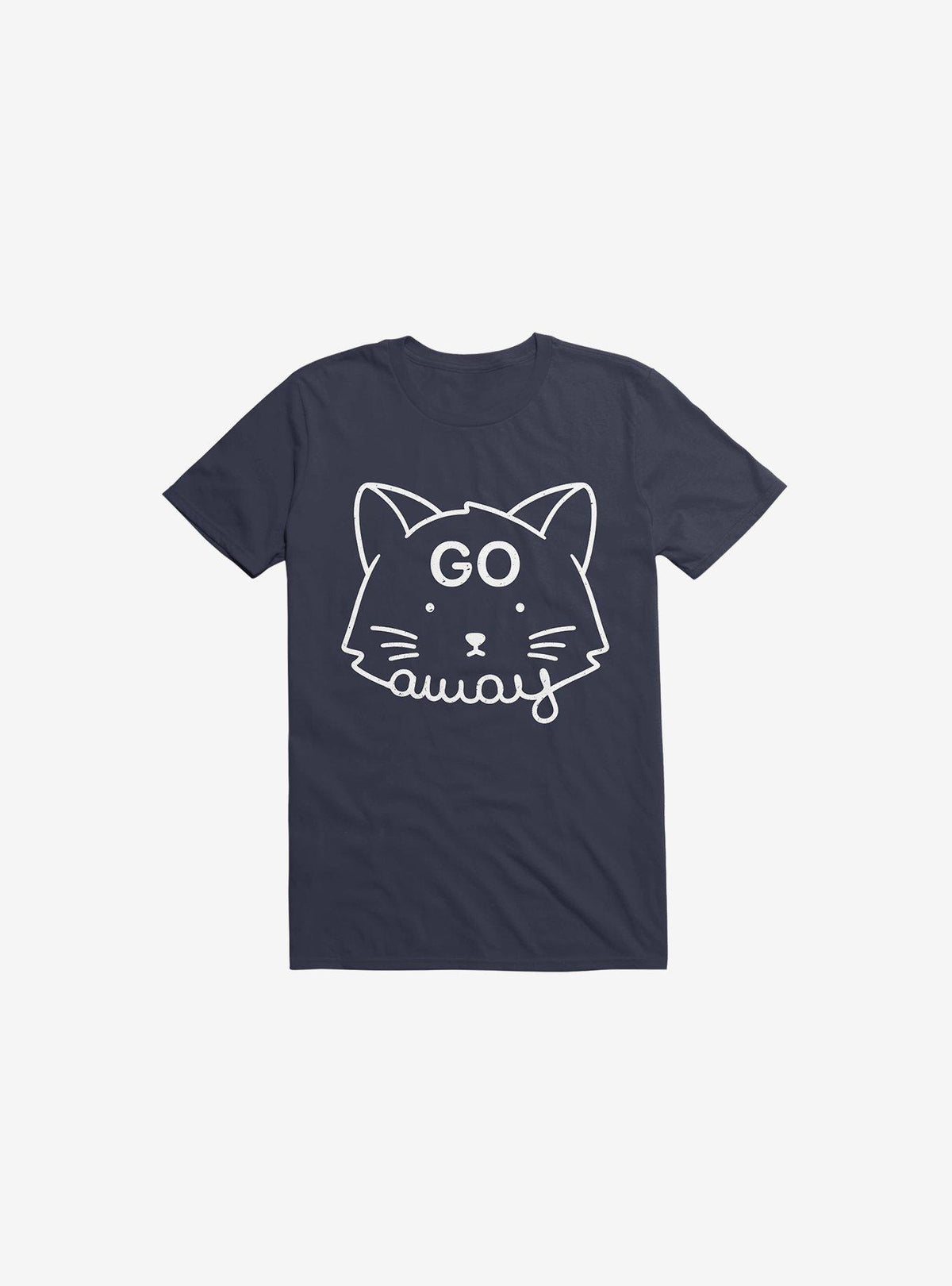 Go Away Cat Navy Blue T Shirt T Shirt Comfort Fit Daily Wear