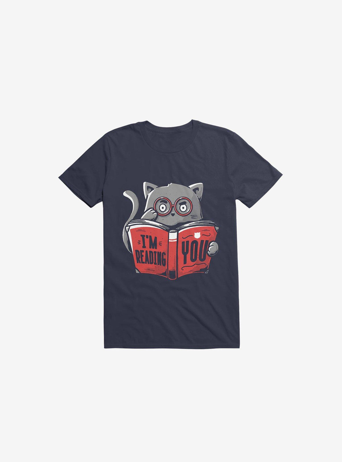 I m Reading You Cat Navy Blue T Shirt T Shirt Comfort Fit Humor Gift