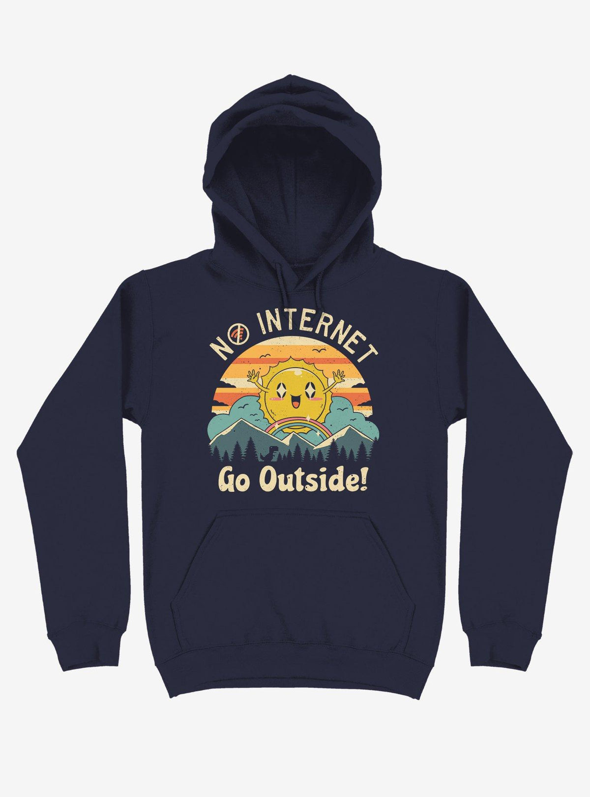 No Internet Vibes Sunshine Navy Blue Hoodie