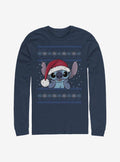 island alien duo Holiday cute blue alien Wearing Santa Hat Long-Sleeve T-Shirt 2