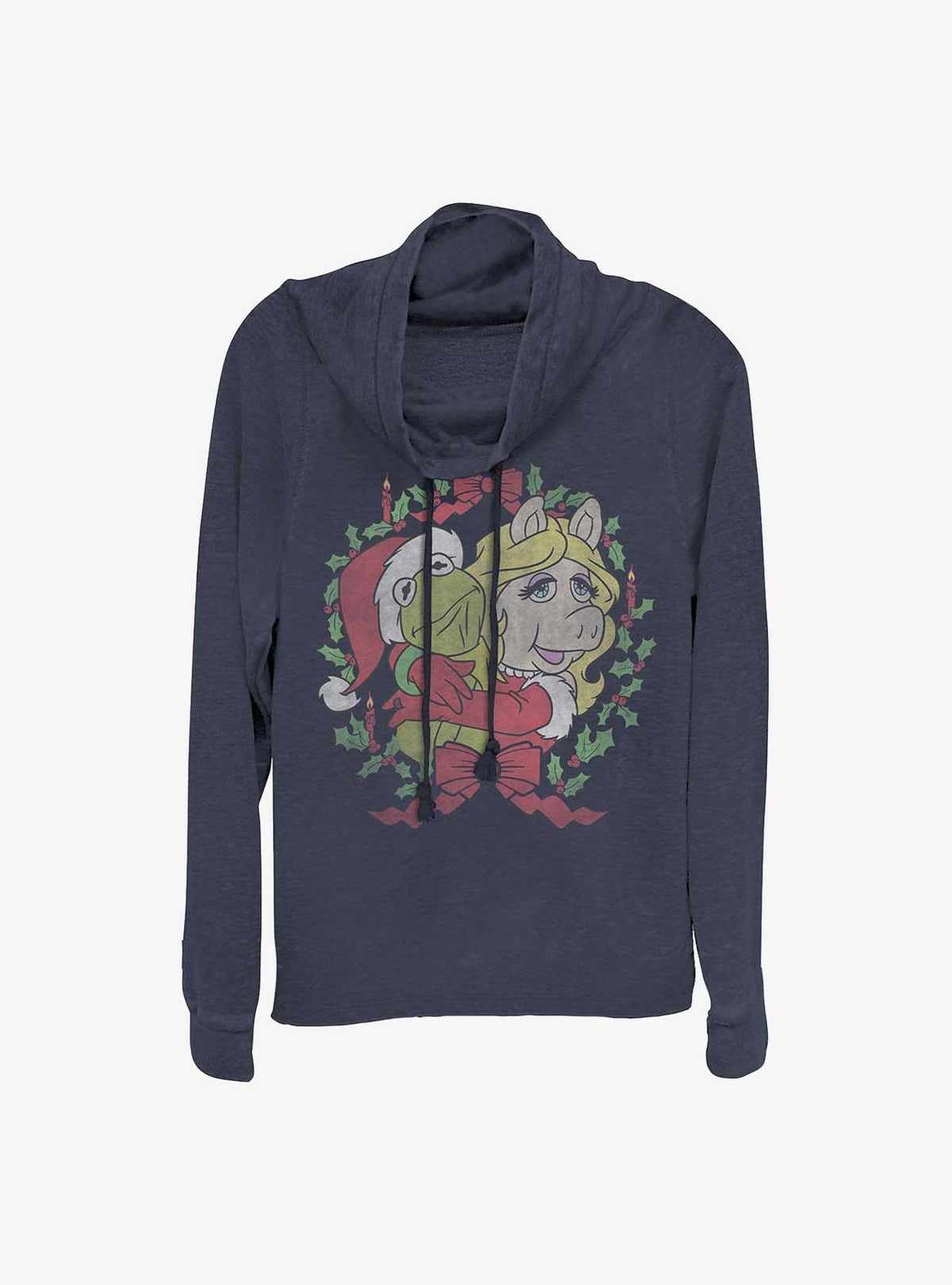 The Muppets Kermy And Piggy Christmas Cowlneck Long-Sleeve Girls T-Shirt
