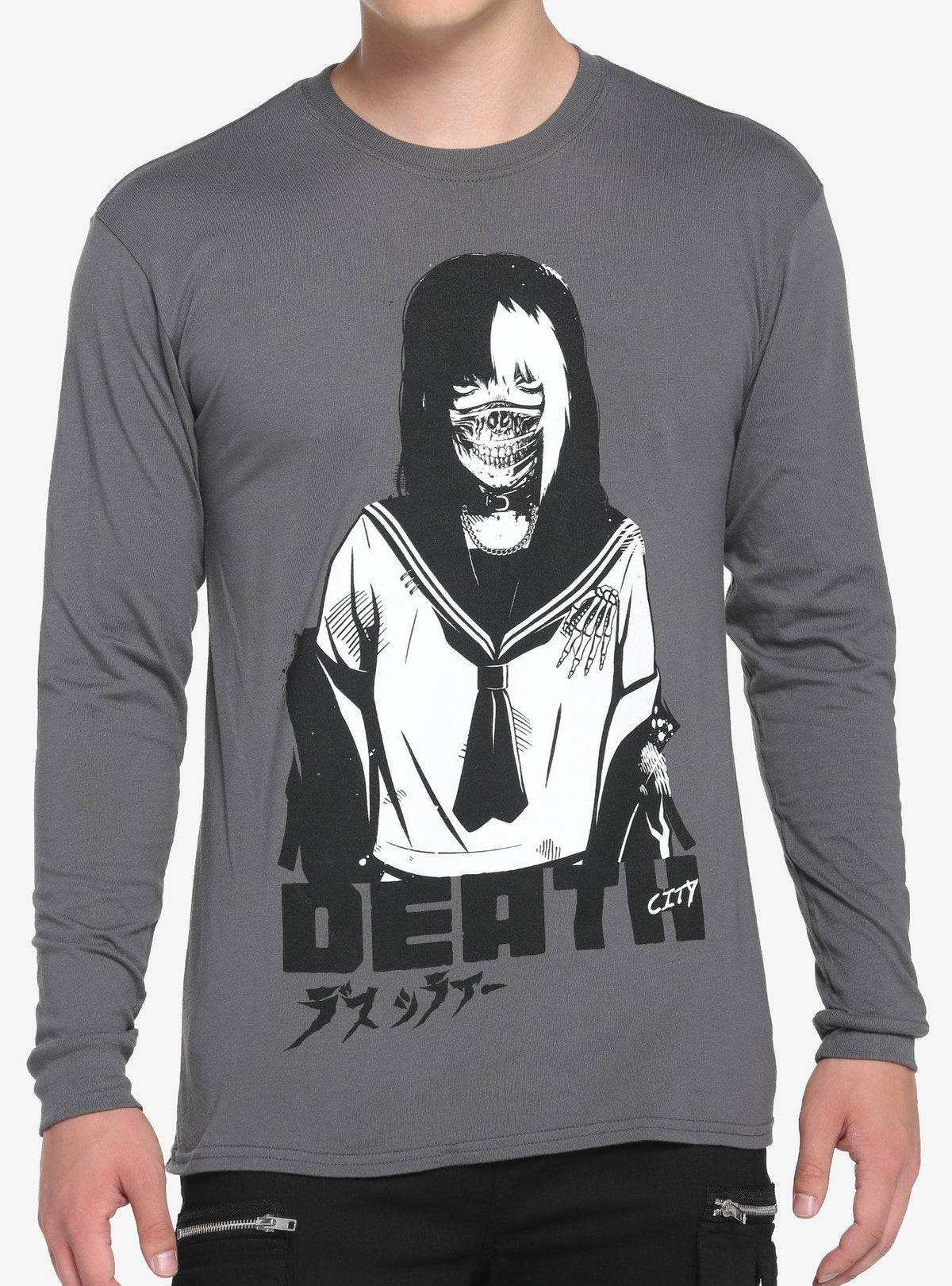 Zombie Makeout Club Masked School Girl Long-Sleeve T-Shirt 2