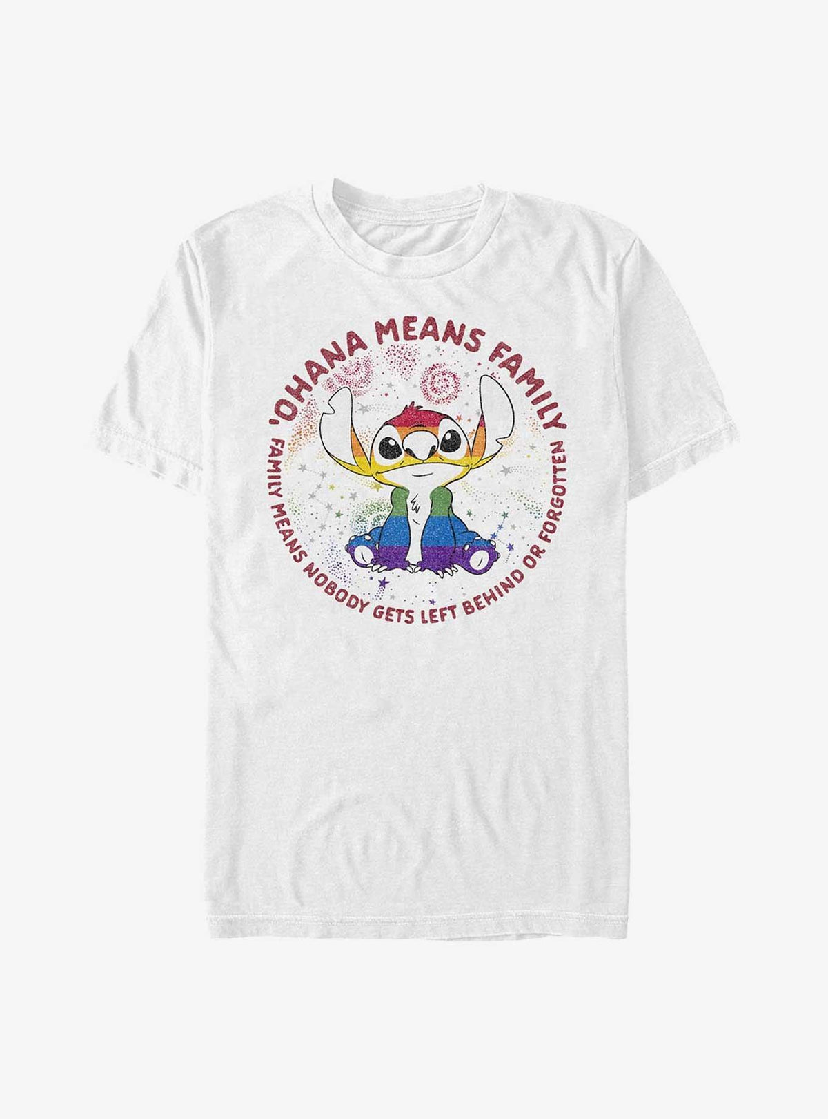 cute blue alien Ohana Means Family Rainbow Pride T-Shirt