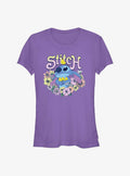 island girl Stich Springy cute blue alien Girls T-Shirt