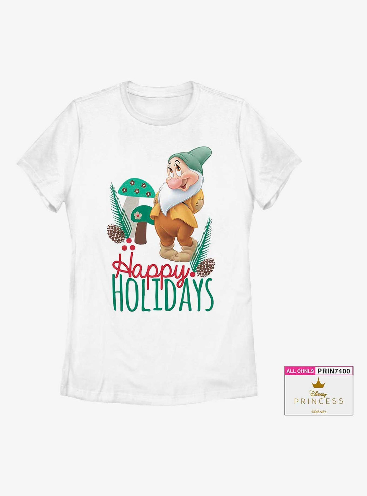 Snow White and the Seven Dwarfs Bashful Christmas Girls T-Shirt Plus Size