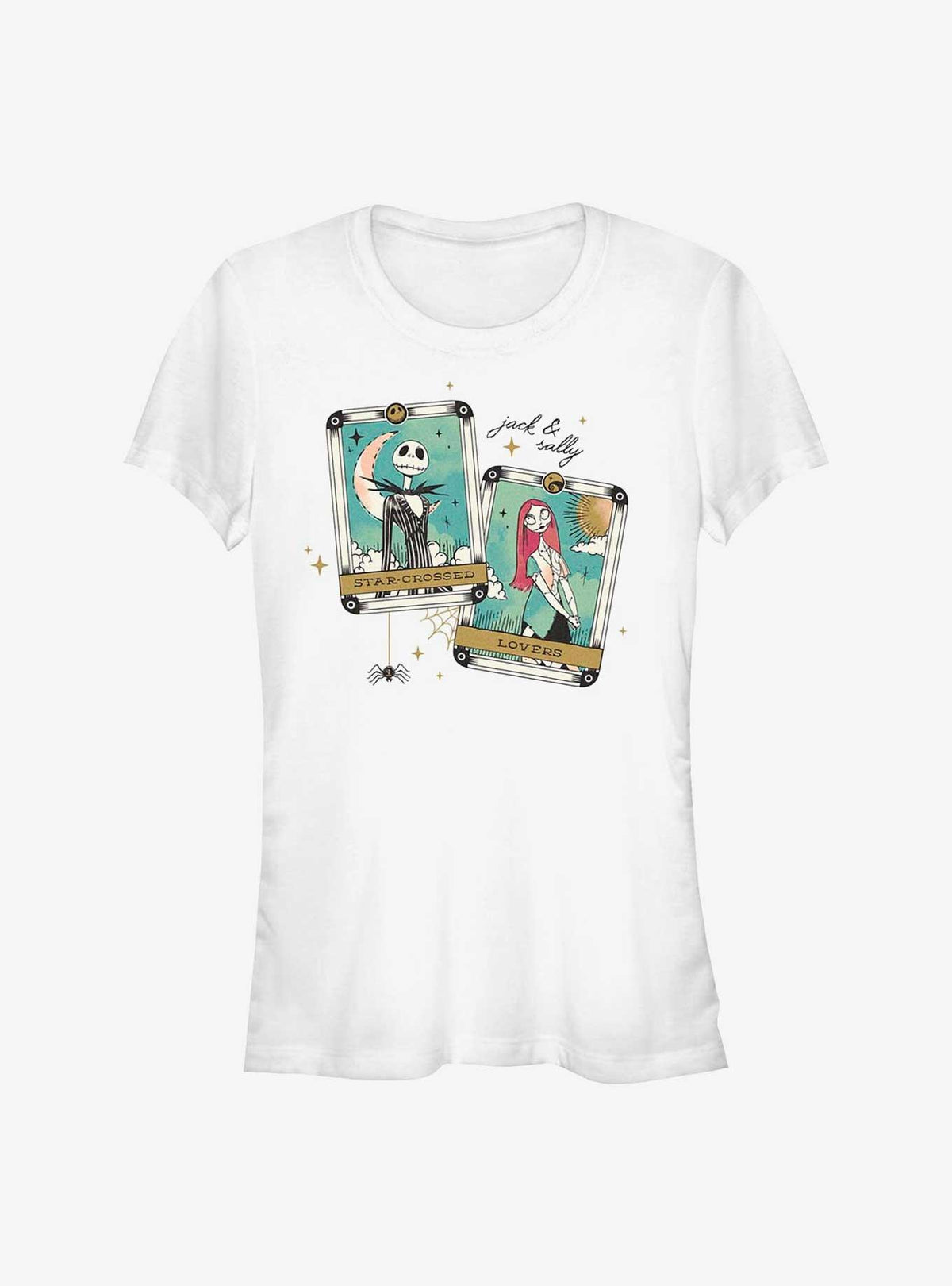 spooky holiday Jack and Sally Tarot Cards Girls T-Shirt