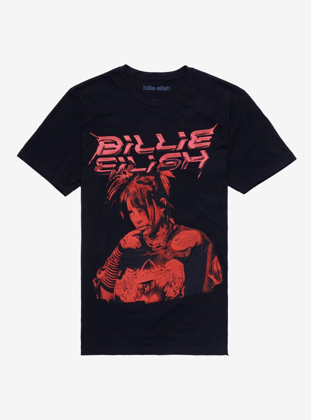 Billie Eilish Red Portrait Boyfriend Fit Girls T-Shirt | Premium Unisex T-Shirt, Trending Graphic Tee