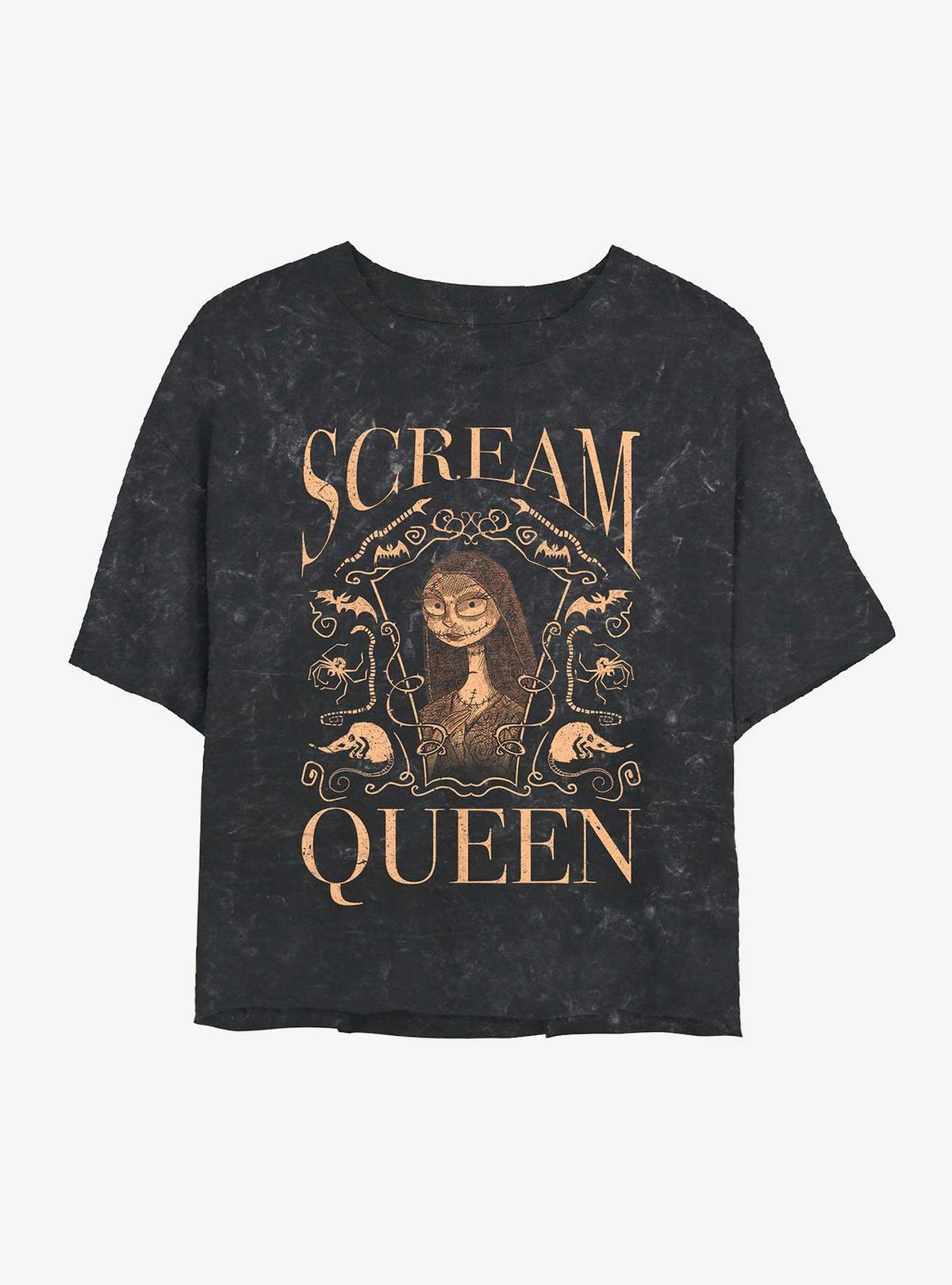 spooky holiday Sally Scream Queen Mineral Wash Crop Girls T-Shirt