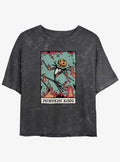 spooky holiday Jack Pumpkin King Card Mineral Wash Girls Crop T-Shirt