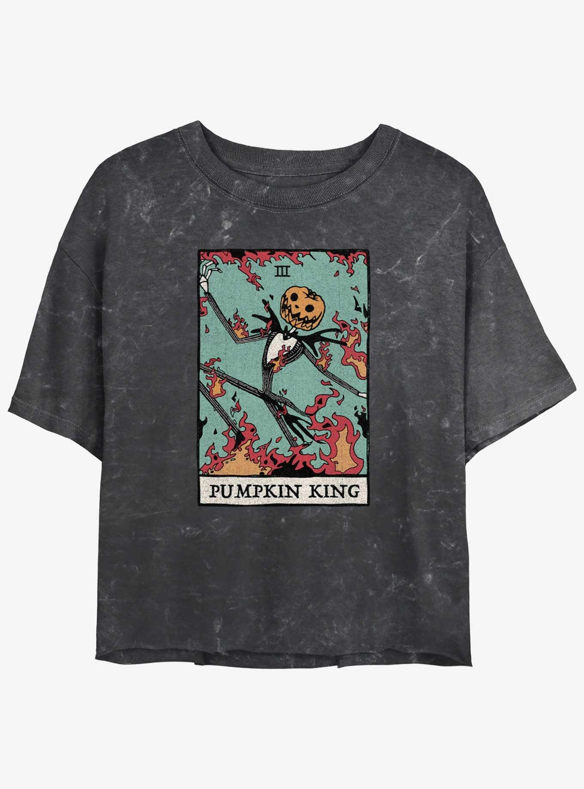 spooky holiday Jack Pumpkin King Card Mineral Wash Girls Crop T-Shirt